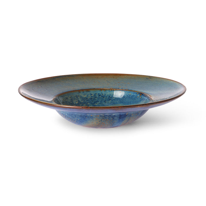 reactive glaze finished deep blue porcelain plate