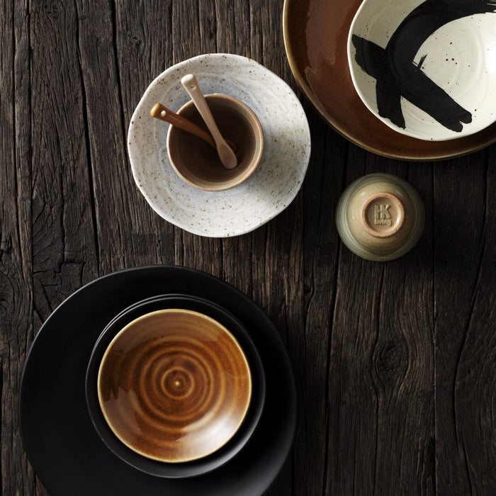 Kyoto ceramics on a black table top
