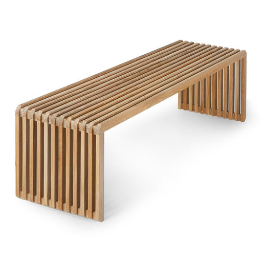 slatted bench made of teak wood