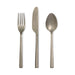 contemporary cutlery set of fork knife and spoon made from frosted metal