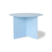 pastel colored blue, round metal side table