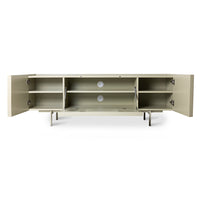 inside of pebble colored entertainment cabinet
