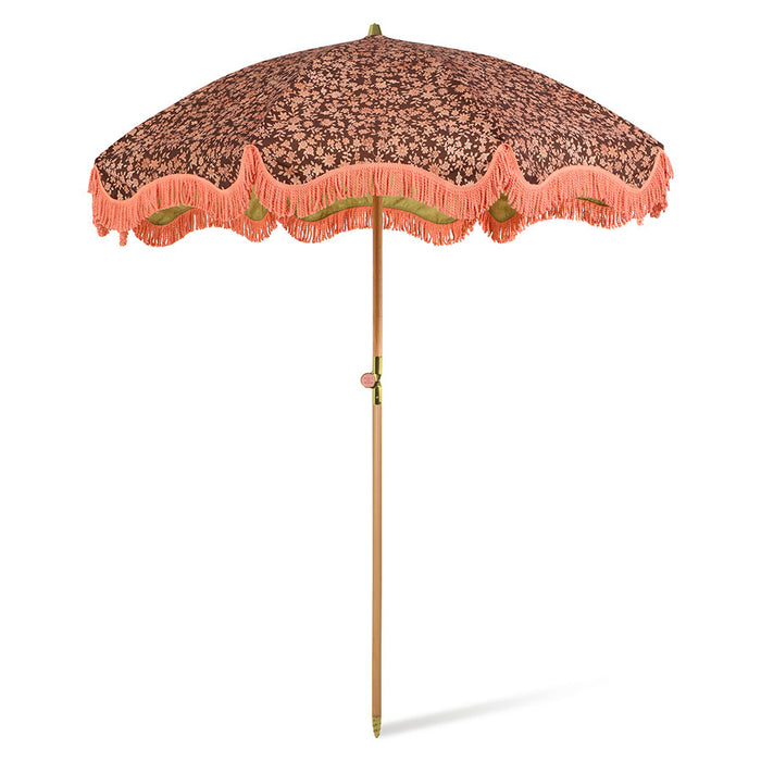 retro style sun umbrella with vintage floral design