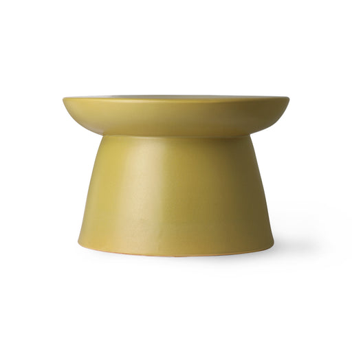 sculpture like earthenware accent table in green