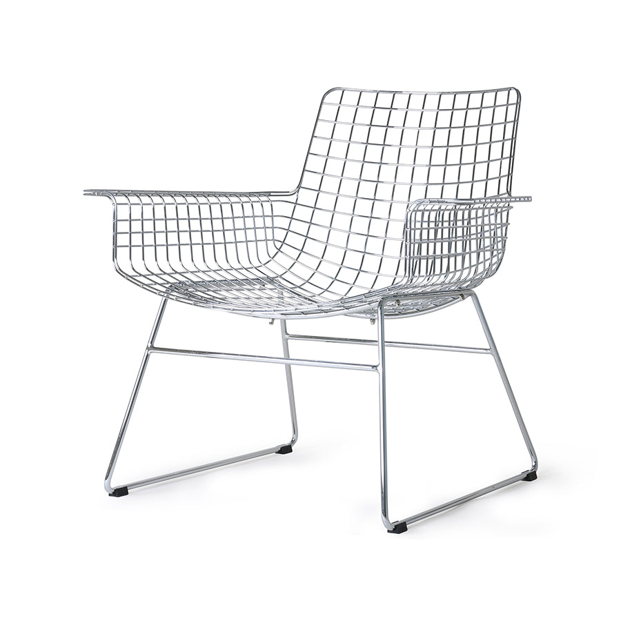 mid century modern style armrest chair in chrome 