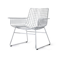 mid century modern style armrest chair in chrome 