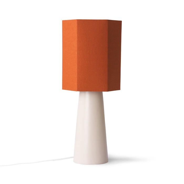 table lamp with hexagonal orange shade