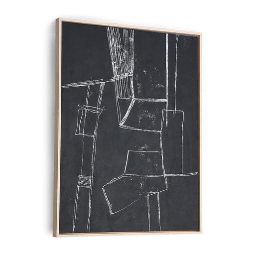 black brutalism painting on canvas with ash wood block frame by frame products Amsterdam