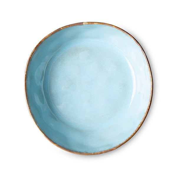 aqua blue stoneware pasta bowl Mediterranean style
