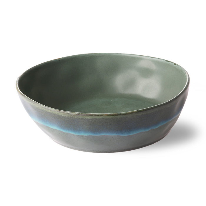 pasta bowl in green and blue ceramic