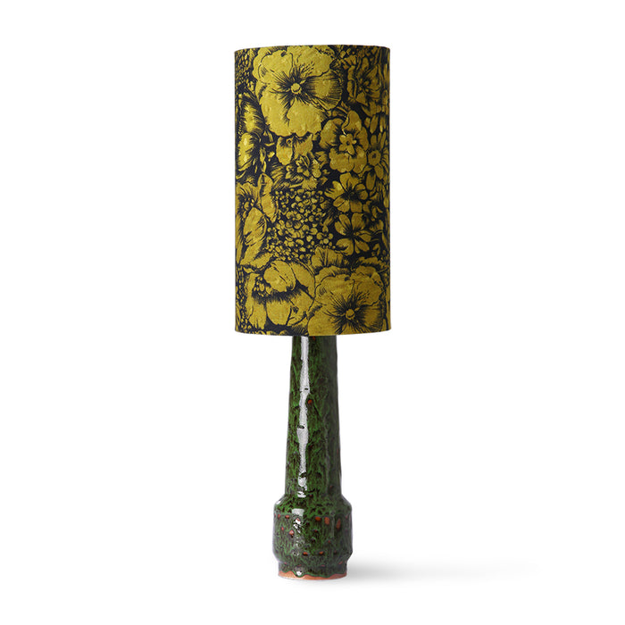 Retro stoneware table lamp green with flower shade