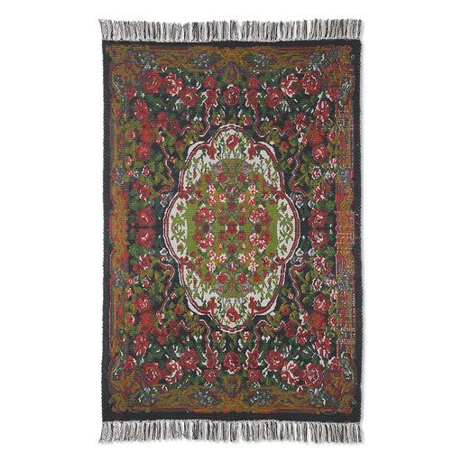 printed rug with rose pattern