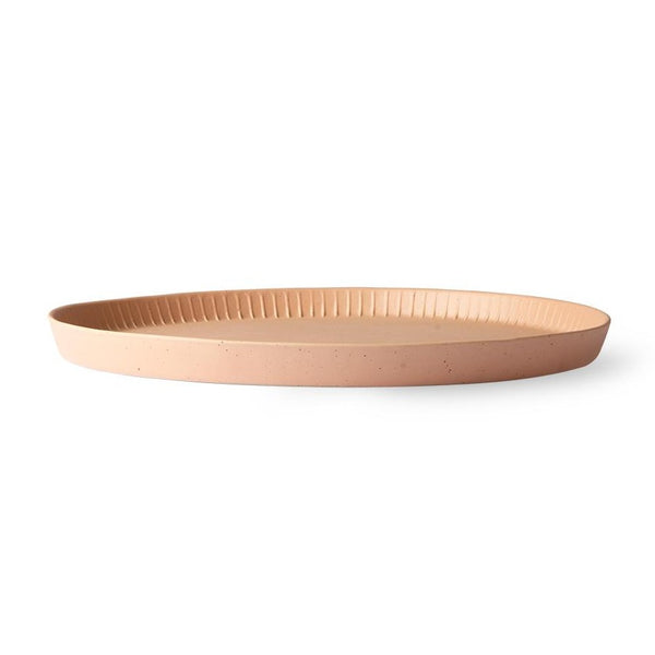 side sight of peach colored tray