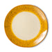 front of retro style side plate in orange yellow and cream