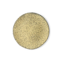 organic shaped, yellow plate with black speckles