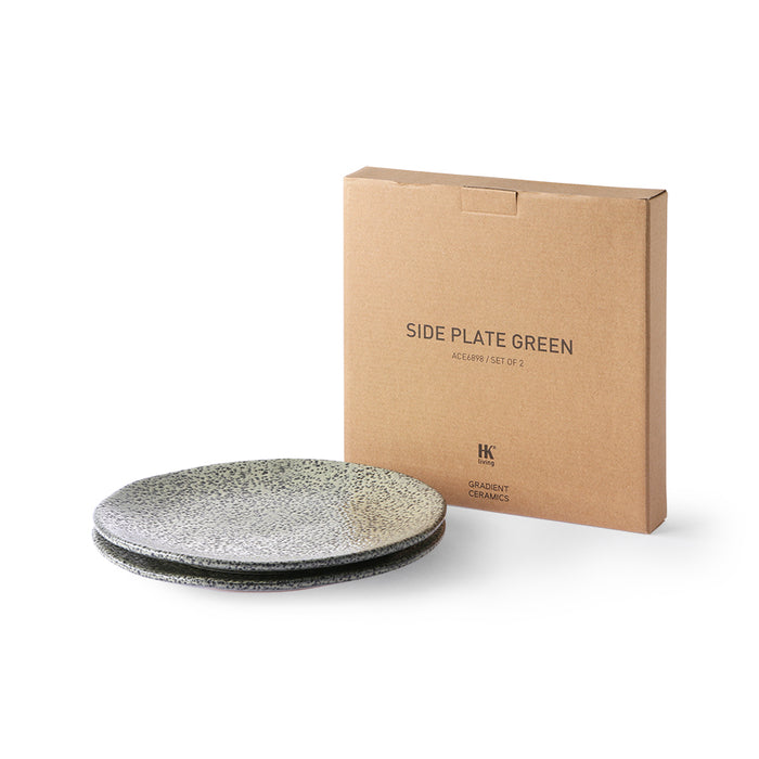 gift box with 2 ceramic green plates
