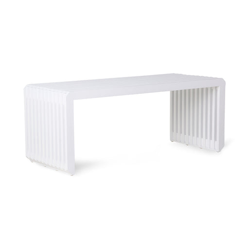white modern style museum bench