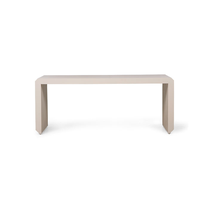 light colored slatted wooden bench