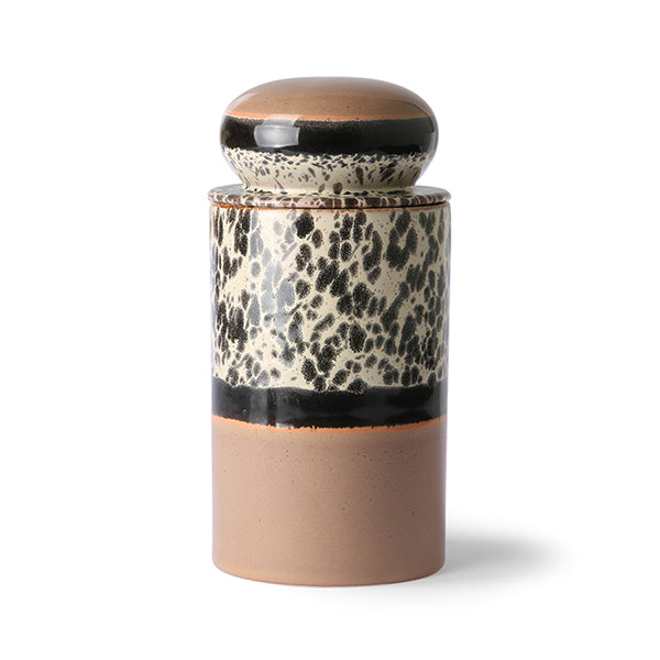 storage jar with animal print in light brown