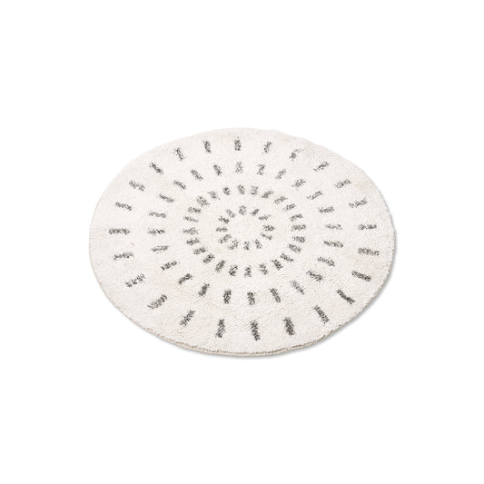 round cotton rug with black pattern