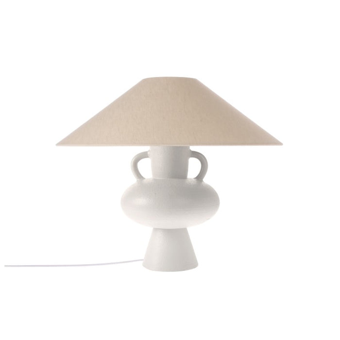 Ivory jute shade table lamp - white base