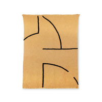 soft, woven cotton throw blanket with black tufted lines