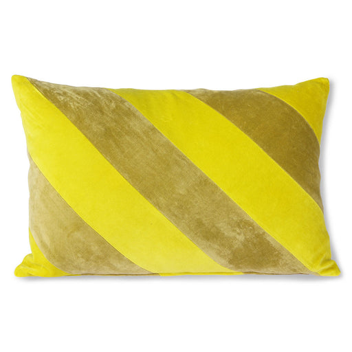 twirl striped yellow velvet lumbar pillow