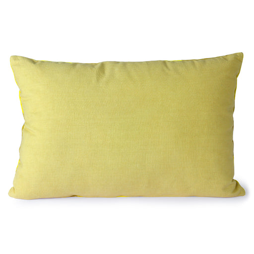 back of a lumbar pillow in a yellow color