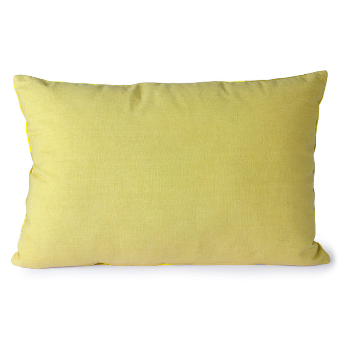 back of a lumbar pillow in a yellow color