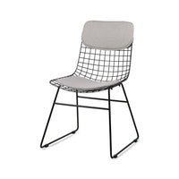 black metal wire chair with grey alternate seating cushion kit in grey fabric