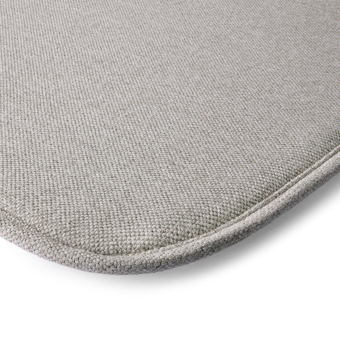 detail of grey fabric of alternate seating cushion for metal wire chair