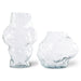 set of tall and low clear glass cloud shaped flower vases