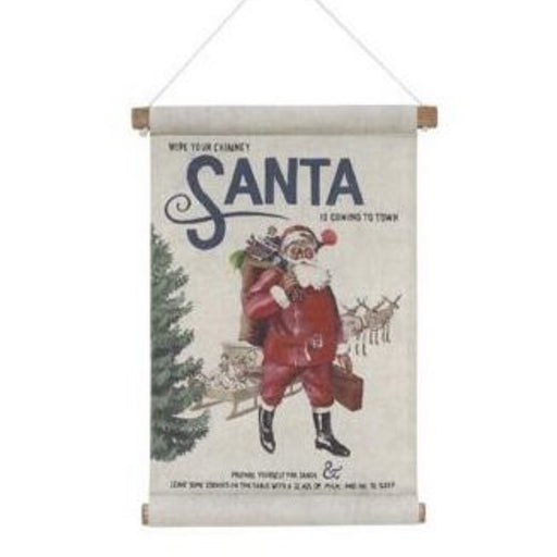 vintage santa claus poster on linen