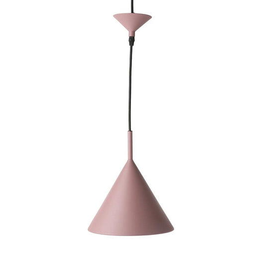metal blush colored single pendant light with endcap in same color