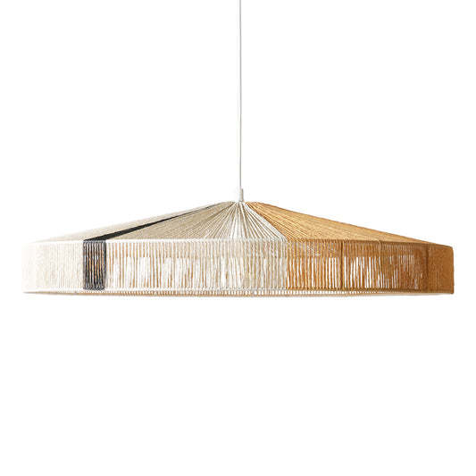 natural, white and black colored hand knotted rope pendant light fixture