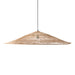 extra large, triangle shaped pendant light made from wicker