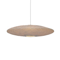 semi translucent white hanging light made of rice paper and bamboo 