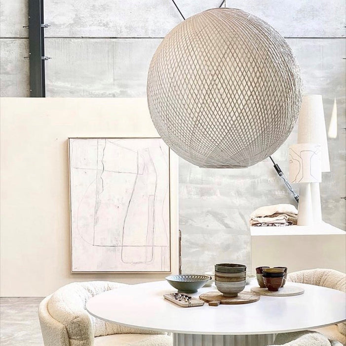 Bamboo and rice paper hanging ball pendant light