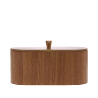 oval shaped box with lid made from brown willow wood