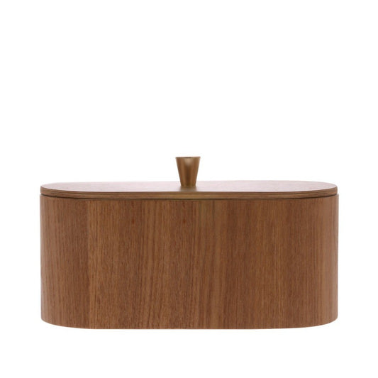 oval shaped box with lid made from brown willow wood