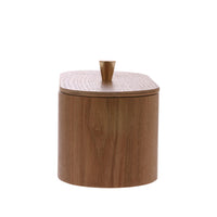 oval shaped box with brass knob made from brown willow wood