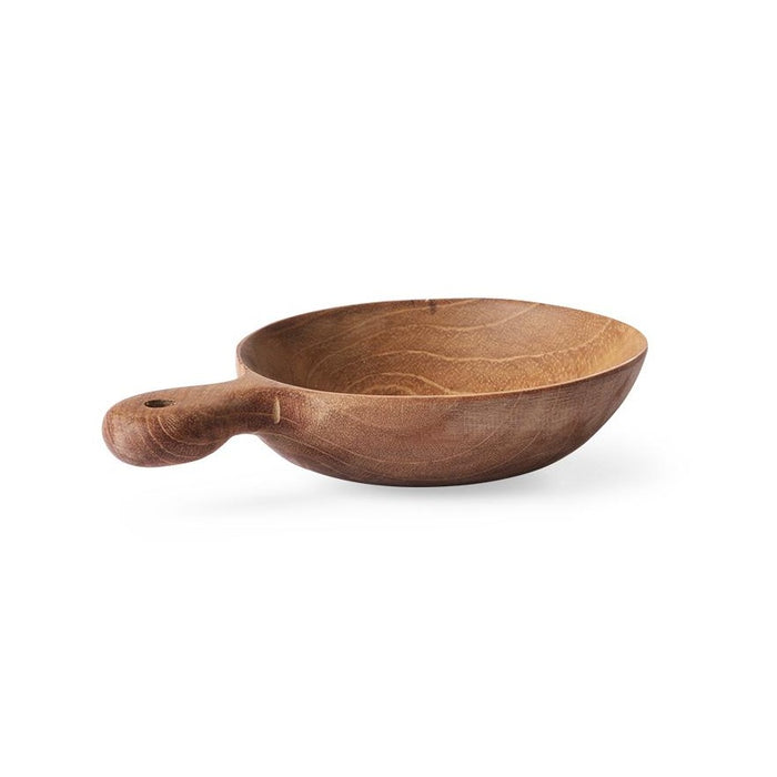 round, small teak wooden serving spoon