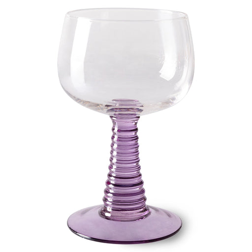 retro style wineglass with a purple stem