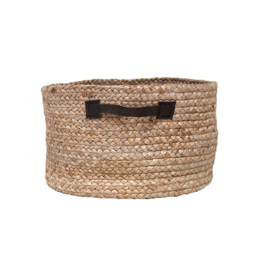 hemp basket with leather straps