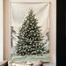 wall hanging of pine tree on printed cotton with led lights placed behind it