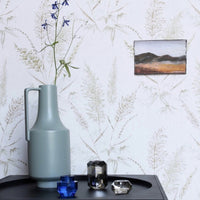 wall paper vintage reed design with a green vase