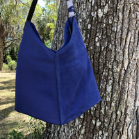 blue leather bag