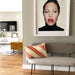 living room with art work photo of Angelina Jolie and hkliving grey bench