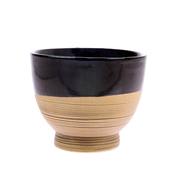 kyoto ceramics soup mug with dripping glaze in brown