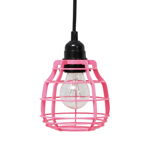 sturdy metal cast pendant lamp in bright pink